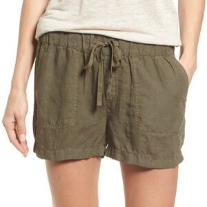 Caslon Linen Shorts in Olive Sharma (Green) Size Medium